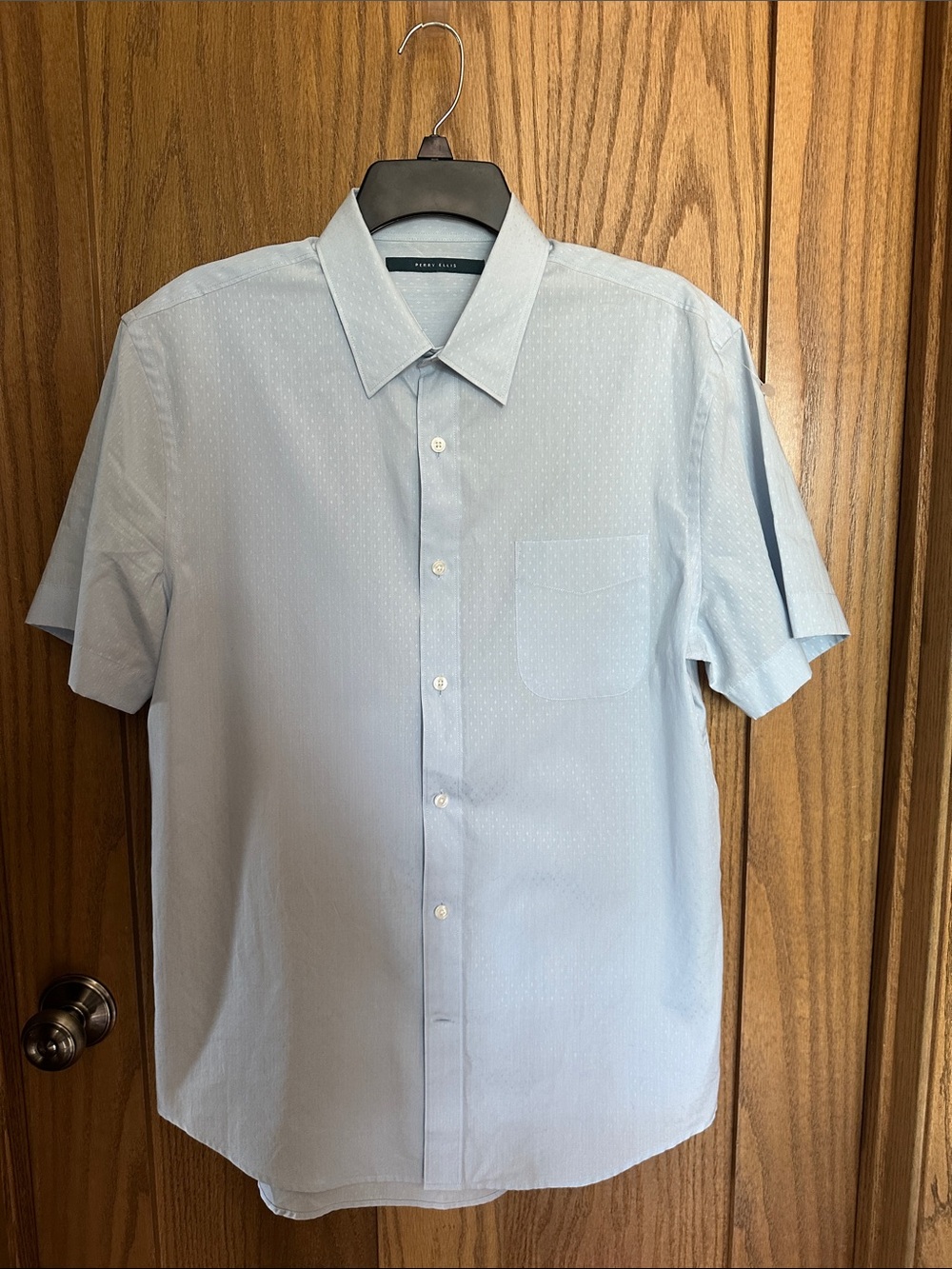 Perry Ellis Light Blue Short-Sleeve Button-Down Shirt